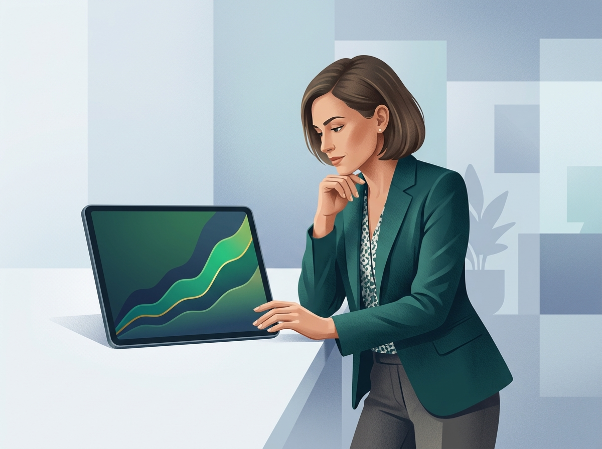 Stylizowany właściciel firmy z satysfakcją obserwuje wzrost widoczności po migracji strony SEO dzięki automatyzacji.